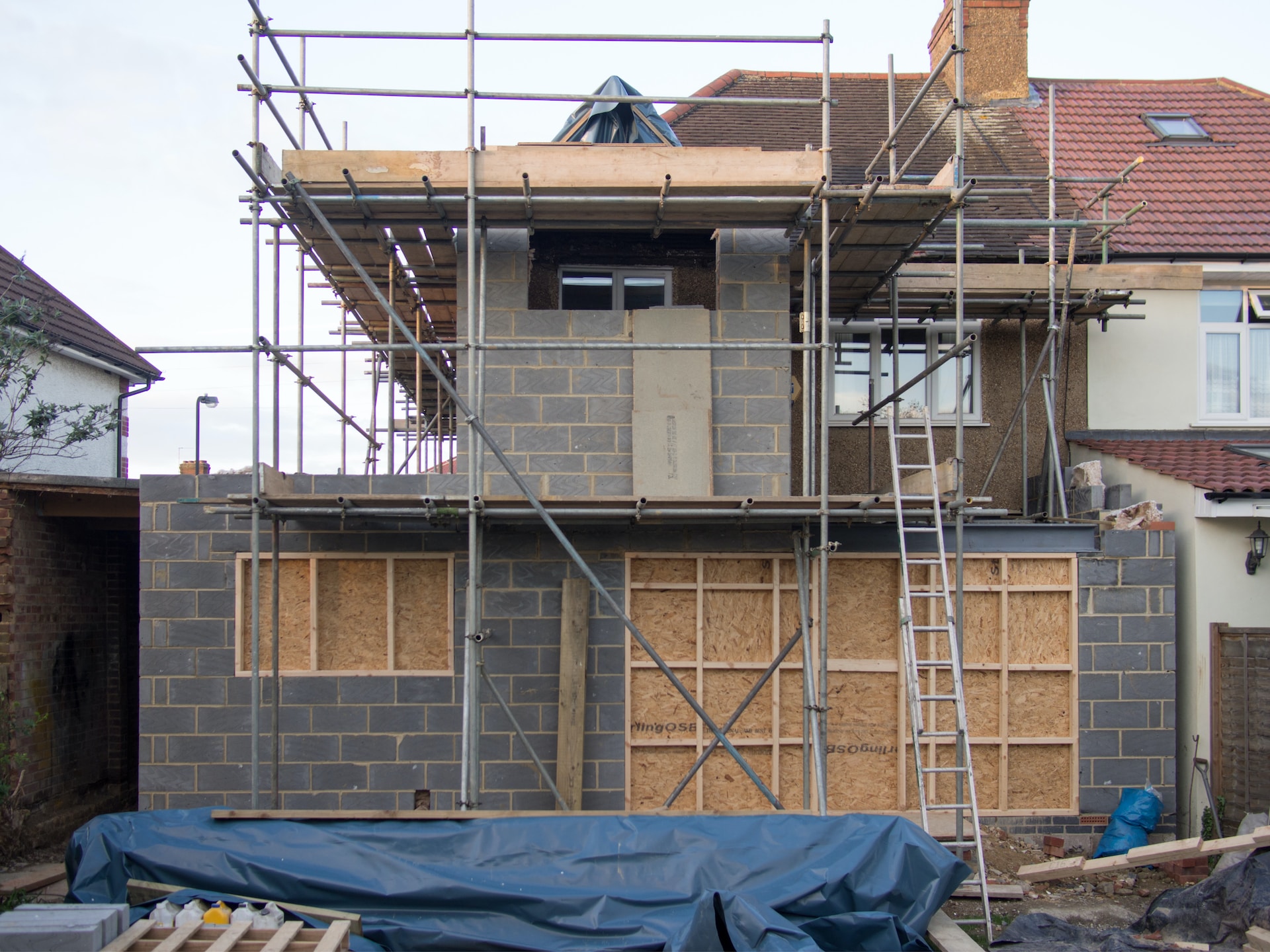A home extension with construction