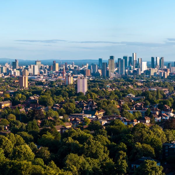 Drone survey photograph of greater manchester skyline