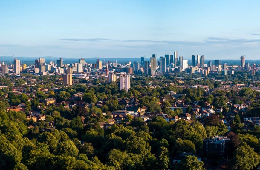 Drone survey photograph of greater manchester skyline