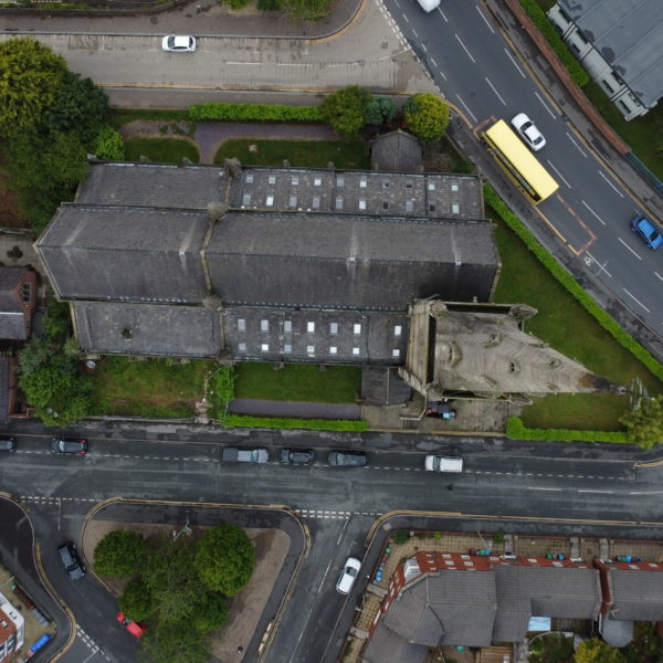 heritage drone survey of St. Mary Church, Manchester